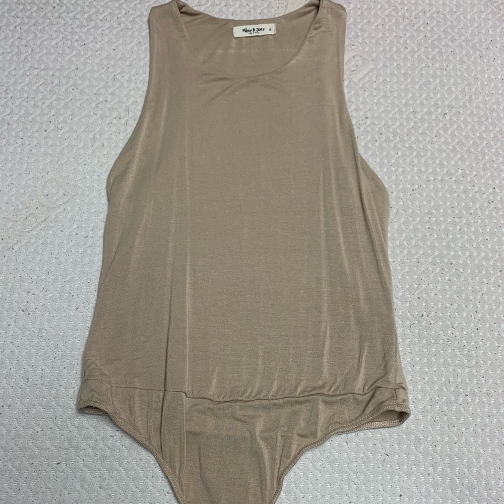 Mikey and Joey tank body suit, tan, size M